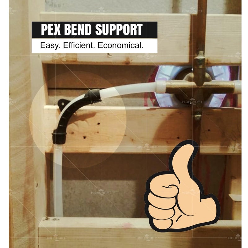 Highcraft PXBND12-10 PEX Bend Support 1/2 in., Wall Mount Tubing Pipe Hanger 90 Degree with Nail Plate, Polyethylene (10 Pack) - Image 4
